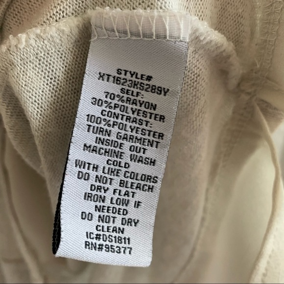 Sanctuary Knit Mixed Media Sweater V Neck Front Cut Neutral Minimalist Medium - Picture 11 of 12